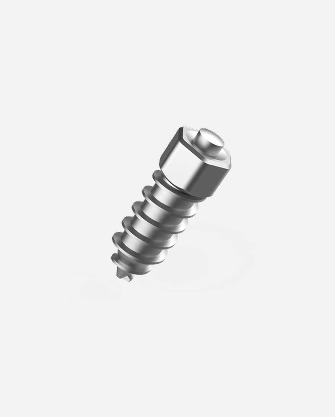 Silver metallic anti-slip studs, angled with a hexagonal head and thick screw threads leading to a pointed tip.