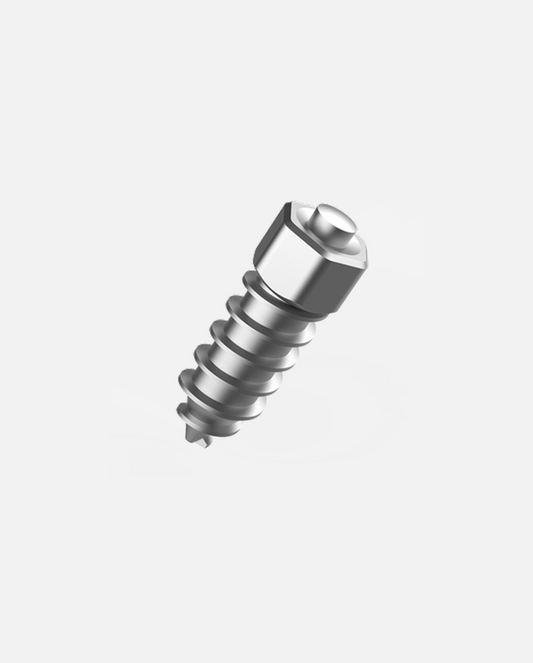 Silver metallic anti-slip studs, angled with a hexagonal head and thick screw threads leading to a pointed tip.