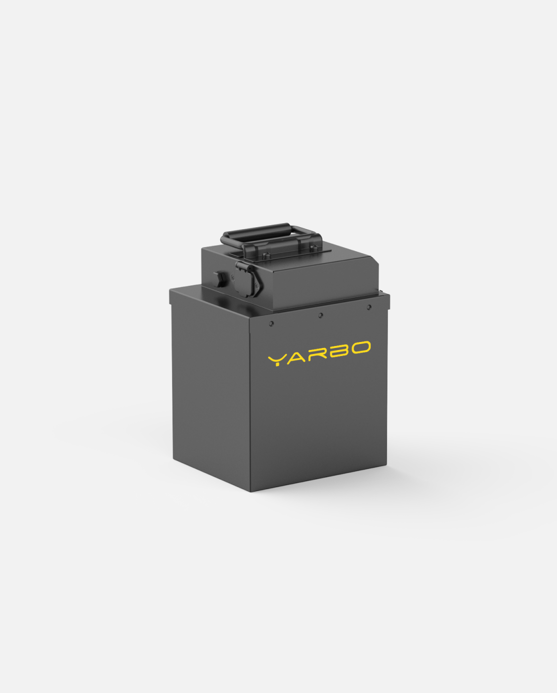 Dark grey rectangular battery by YARBO, with a top handle and yellow logo, shown from a front-side angle.