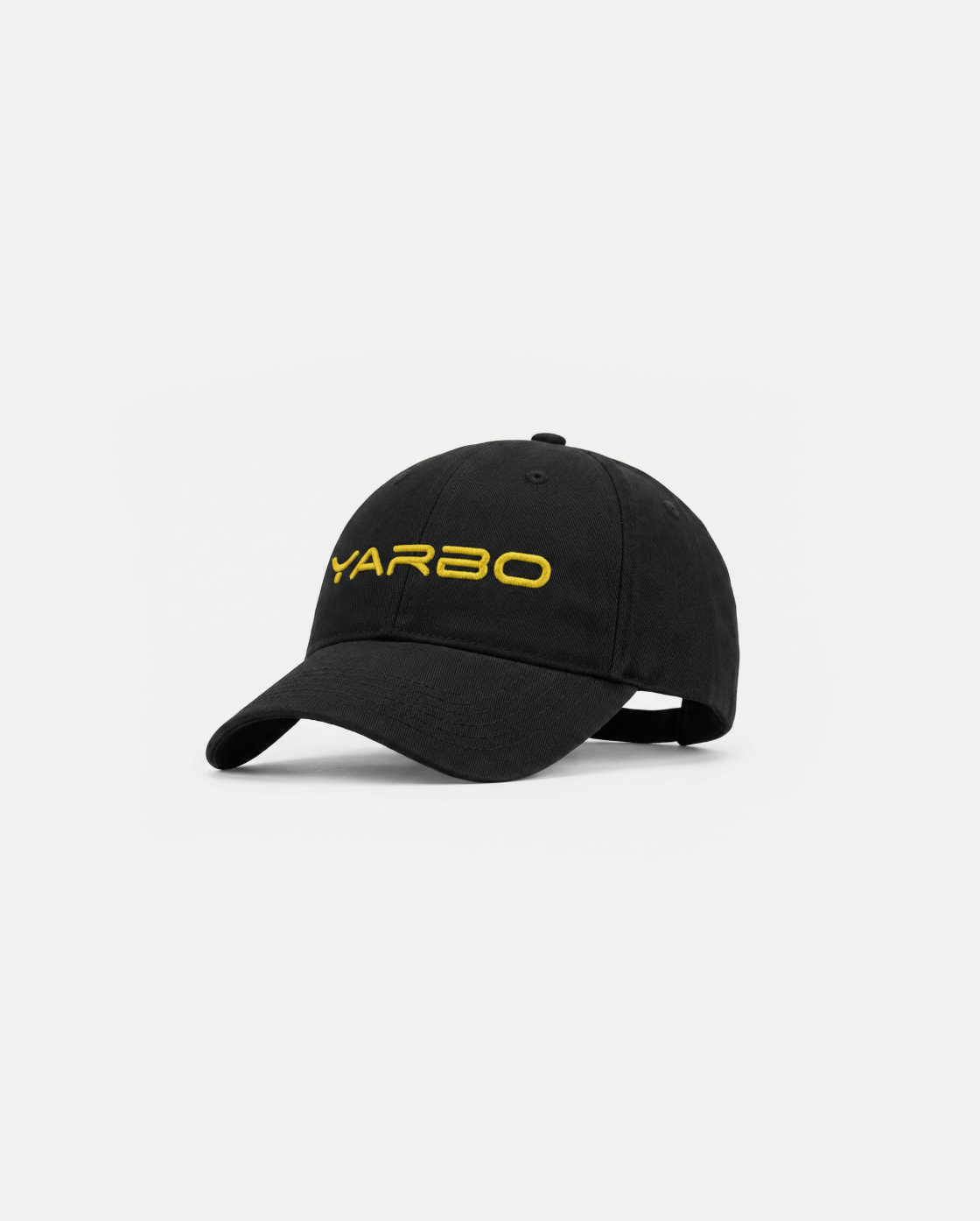 Black embroidered cap from Yarbo with a yellow 'YARBO' logo, shown in a side view.